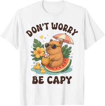 Dont Worry Be Capy Funny Capybara Youth Women Boys Kids T-Shirt