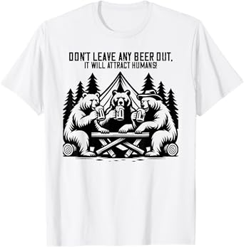 Funny Camping Campsite Black Bear Wilderness and Beer T-Shirt