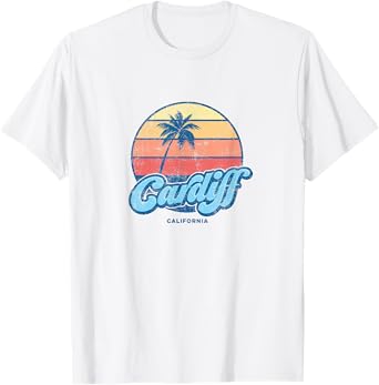 Vintage Cardiff California CA Classic 70s Retro Surfer T-Shirt