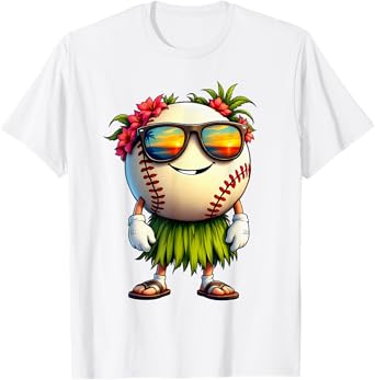 Funny Hawaii Baseball Ball Hawaiian Tropical Summer Vacation T-Shirt