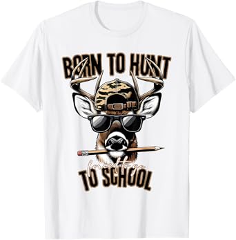 Forced to Go to School Deer Hunting Boy Camo T-Shirt