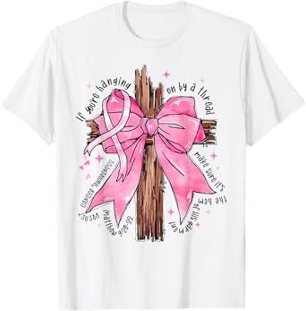 Christian Jesus Pink Coquette Bow Breast Cancer Awareness T-Shirt