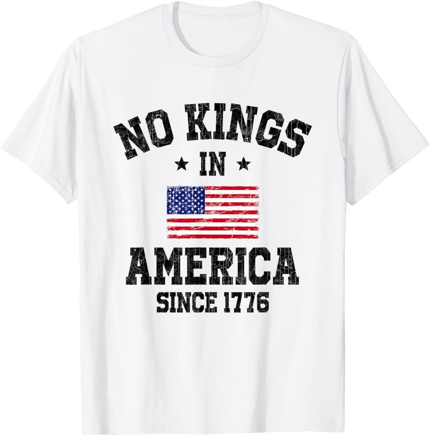 No Kings In America Since 1776 4th Of July Patriotic US Flag T-Shirt