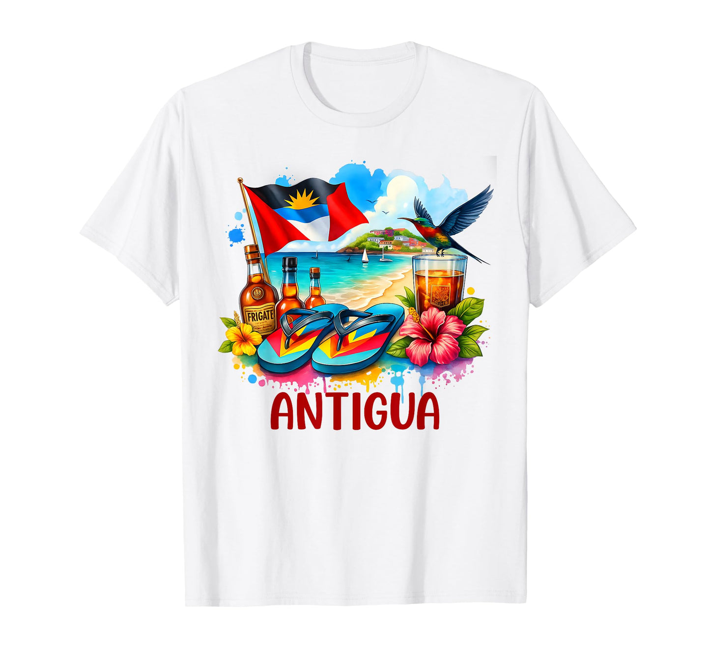 Antigua and Barbuda Flag Island Flip Flops Tropical Beach T-Shirt