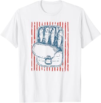 Vintage Sardines Tinned Fish Ocean retro men women T-Shirt