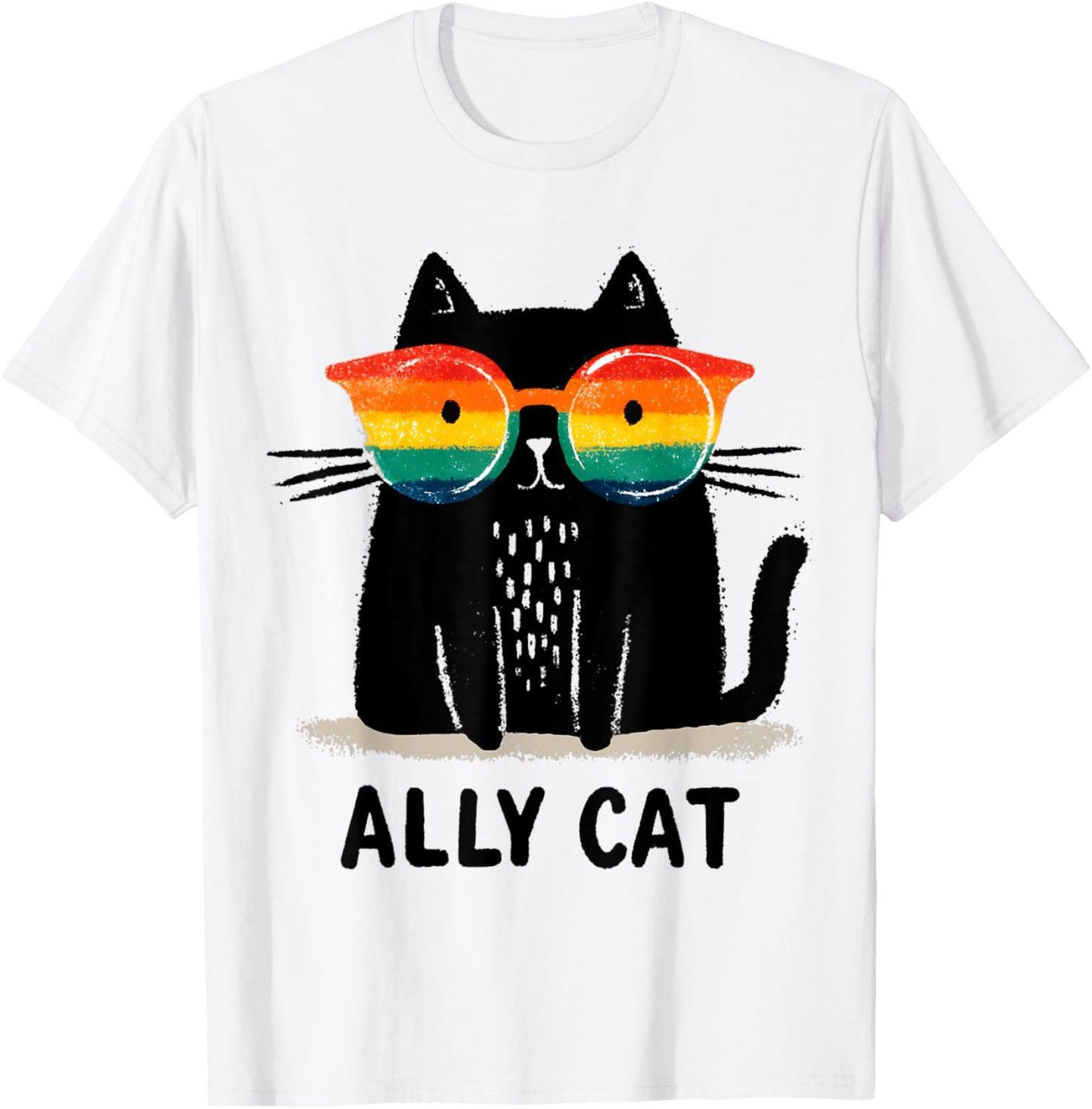 Ally Cat LGBT Gay Pride Month 2025 Rainbow Equal Rights T-Shirt