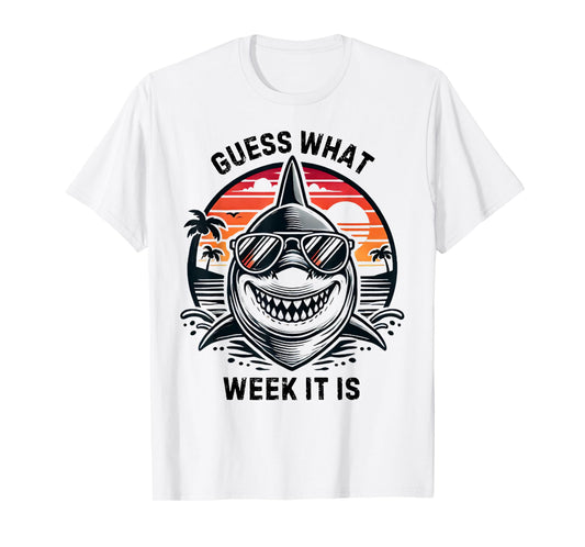 Vintage Shark 2025 Week Guess What Week It Is Shark Lover T-Shirt
