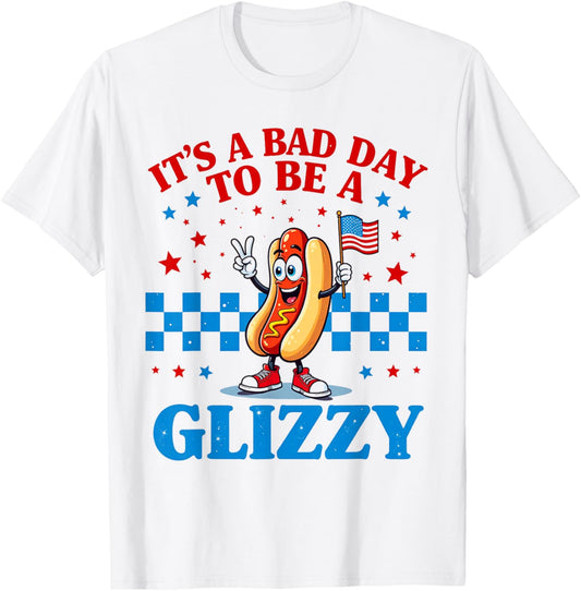 Funny Hot Dog Glizzy 4th Of July 2025 Patriotic Usa Flag Fun T-shirt