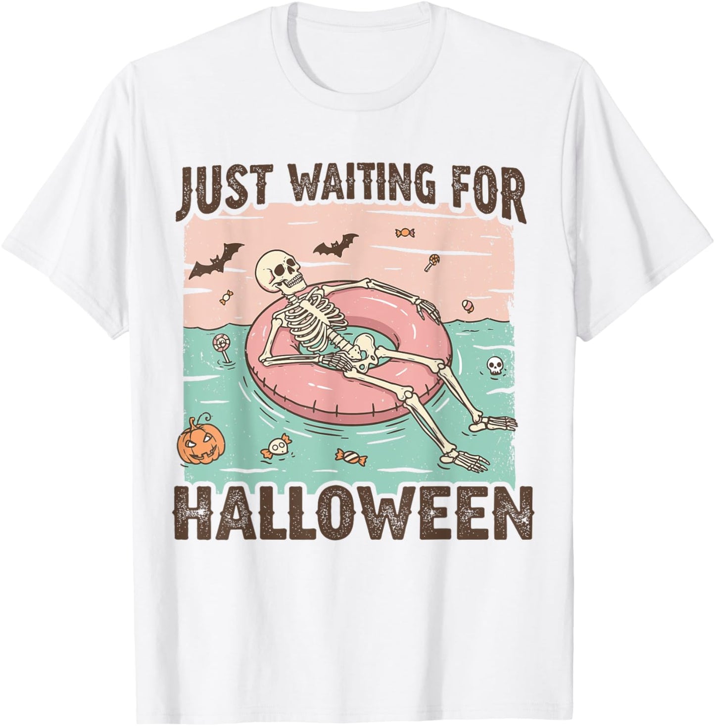 Spooky Summer Skeleton Just Waiting For Halloween T-Shirt