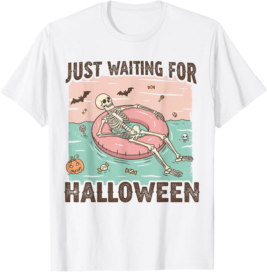 Spooky Summer Skeleton Just Waiting For Halloween T-Shirt