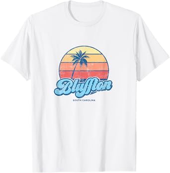 Vintage Bluffton South Carolina SC Classic 70s Retro Surfer T-Shirt