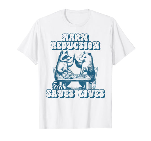 Vintage Raccoon Harm Reduction Overdose Awareness Nurse T-Shirt