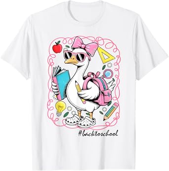 Funny Silly Goose Coquette Bow Back To School Teacher Girls T-Shirt