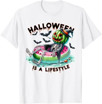 Halloween Is A Lifestyle Ghost Summerween Funny Summer Pool T-Shirt