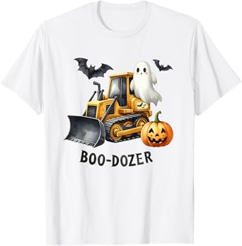 Halloween Bulldozer Construction Trucks Ghost Halloween Kids T-Shirt