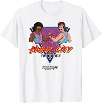A Minecraft Movie Hunk City Rampage Colorful 90's Logo T-Shirt