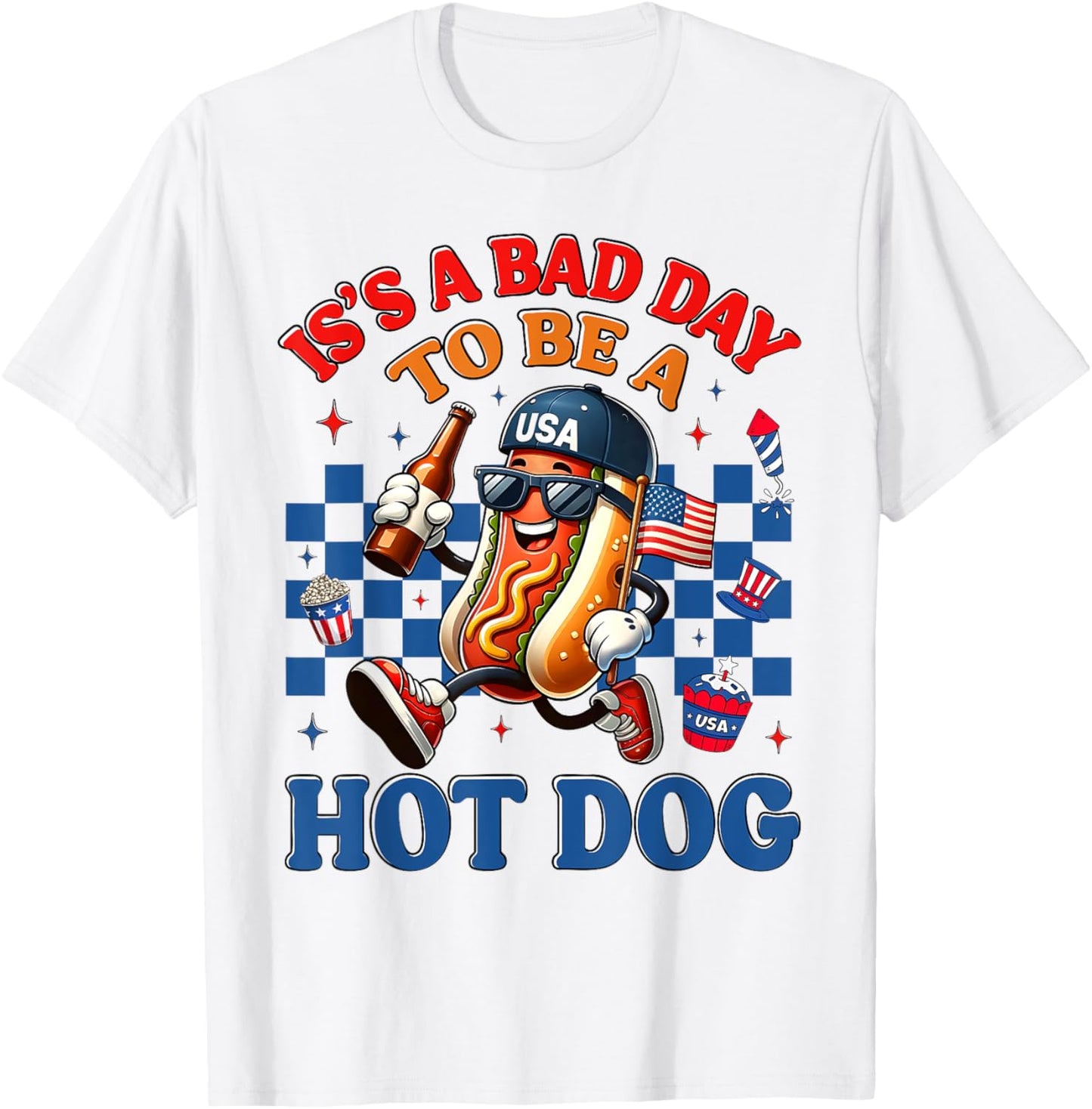 Bad Day To Be A Hot Dog Funny Hot Dog 4th Of July Patriotic T-shirt