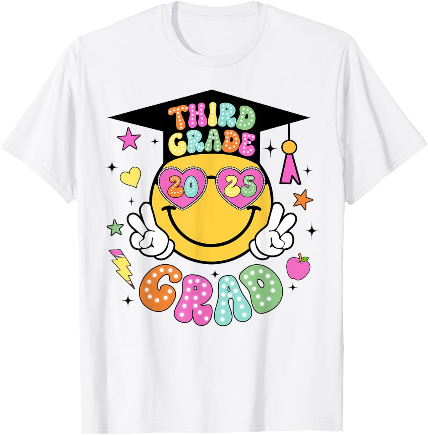 Third Grade Grad Graduation Last Day School Smile Face T-Shirt