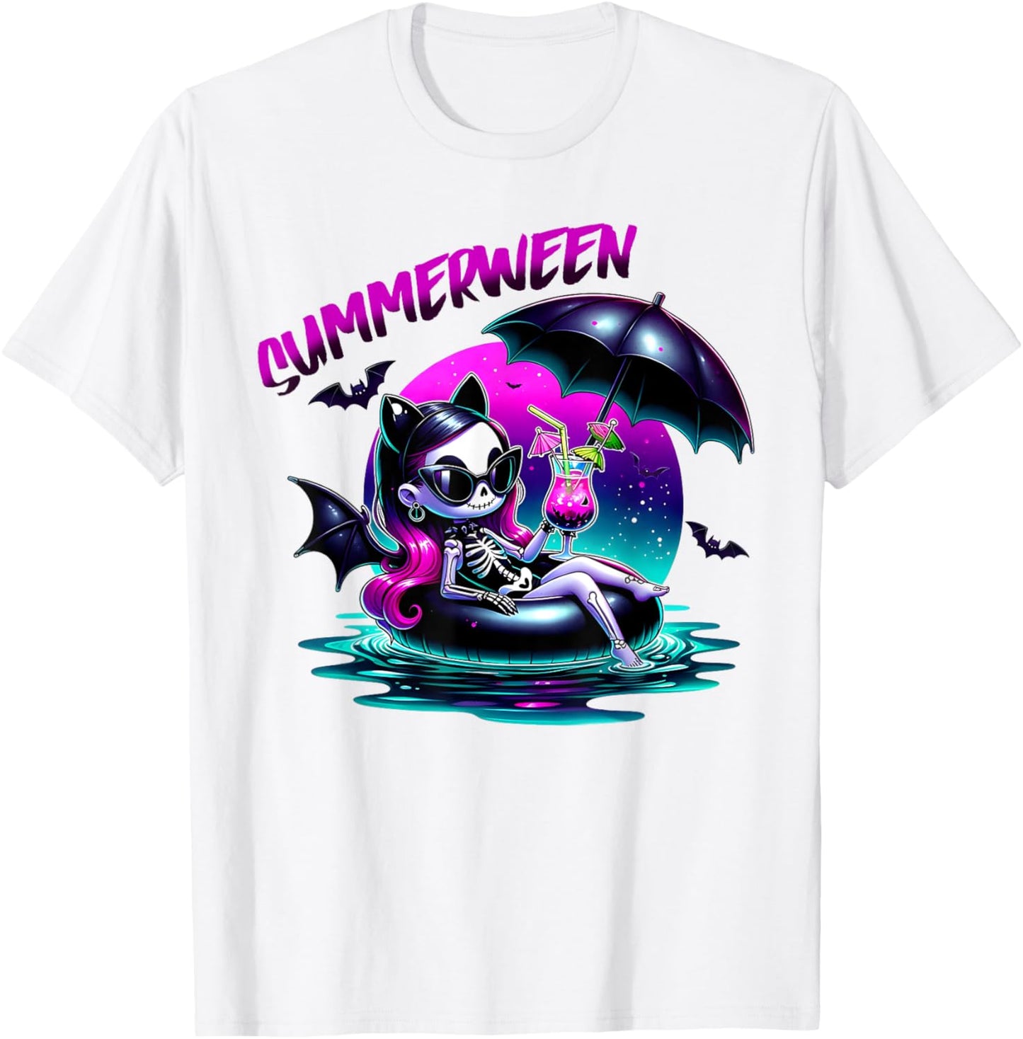 Summerween Ghost Summer Halloween Vibes Girls Women T-Shirt