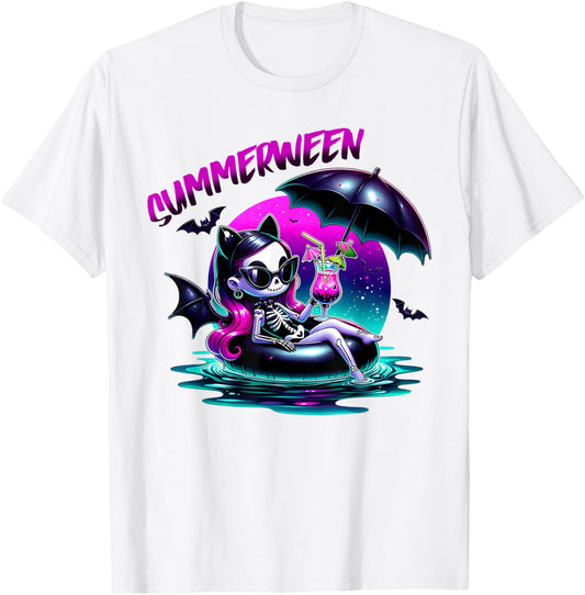 Summerween Ghost Summer Halloween Vibes Girls Women T-Shirt