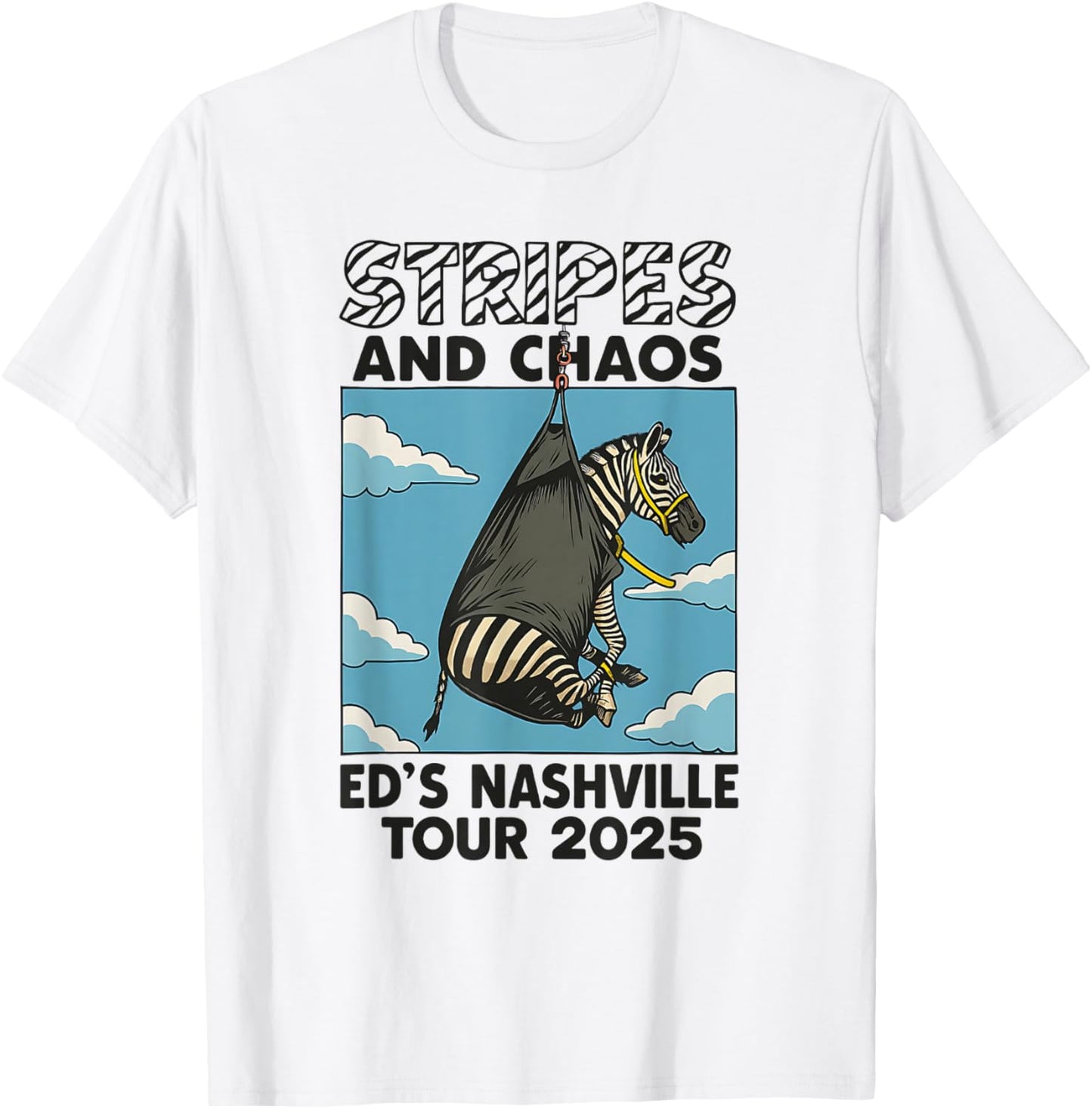 Stripes And Chaos Ed's Nashville Tour 2025 Zebra Design T-Shirt