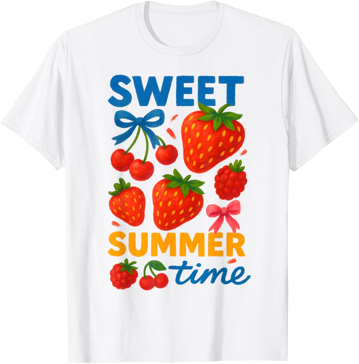 Sweet Summer Time Fruits Tee, Summer Strawberry Cute Girly T-Shirt