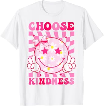 Choose Kindness Smile Face Groovy Be Kind Inspirational Kids T-Shirt