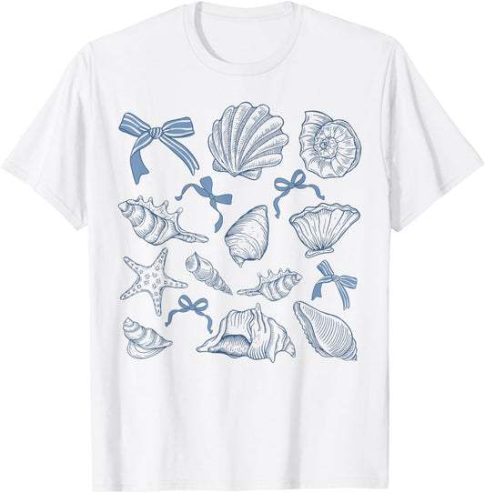 Coquette Seashell Beach Coastal Retro Summer Vibes Girls T-Shirt