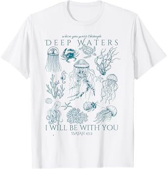Christian Ocean Animal Coastal Sea Life Jesus Bible Verse T-Shirt