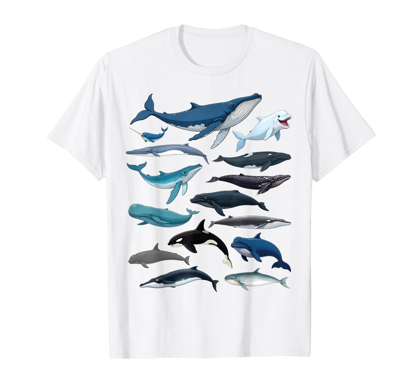 Types of Whales Educational Marine Life Enthusiast Biologist T-Shirt