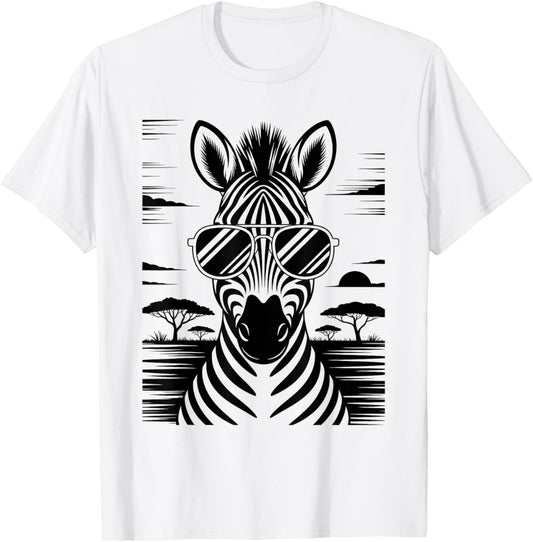 Cool Sunglasses Zebra Zoo Lover Funny Safari Animal T-Shirt