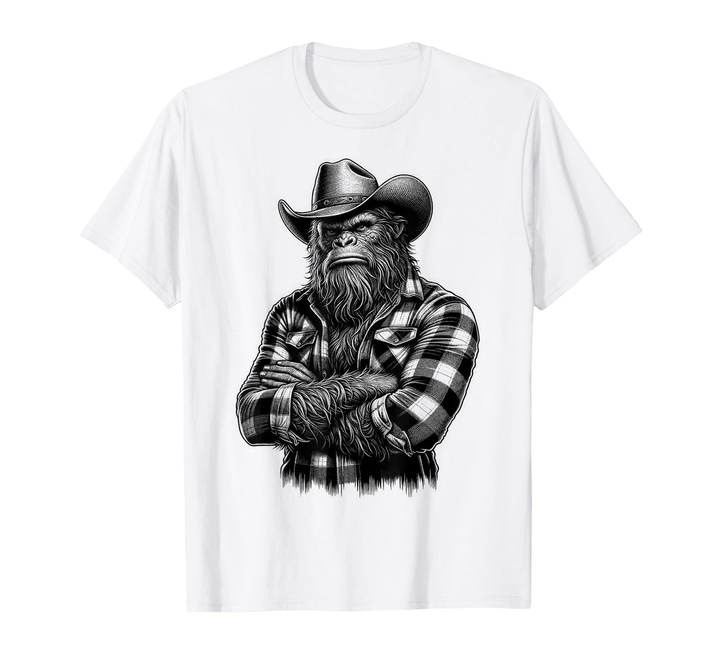 Bigfoot Sasquatch Funny Vintage Cowboy Cryptid Graphic Myth T-Shirt