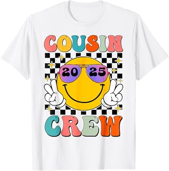 Groovy Cousin Crew 2025 Summer Vacation Beach Family T-Shirt