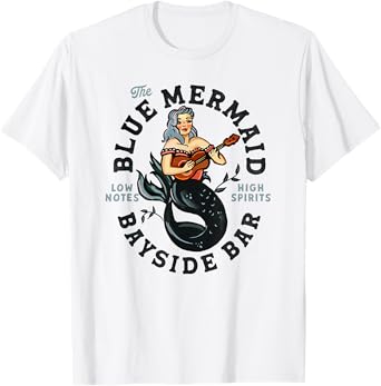 Sailor Mermaid Tattoo Guitar Playing Dive Bar Music Pinup T-Shirt
