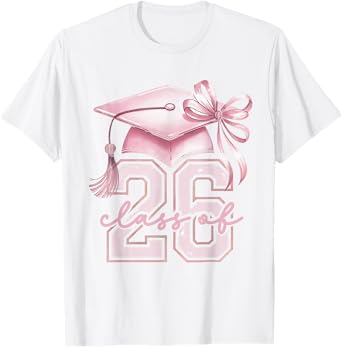 Pink Senior 2026 Coquette Bow Class of 2026 girls graduation T-Shirt