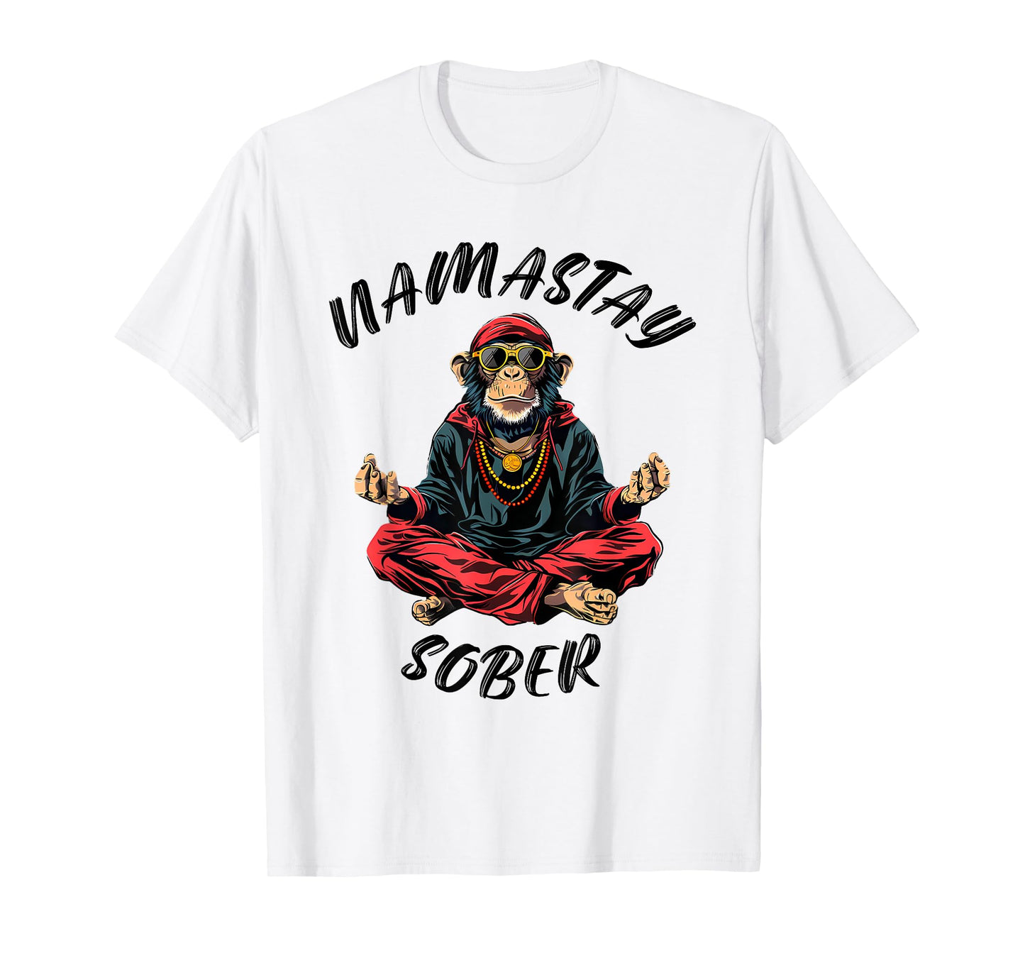 Namastay Sober Monkey Funny Sobriety Narcotics Anonymous T-Shirt