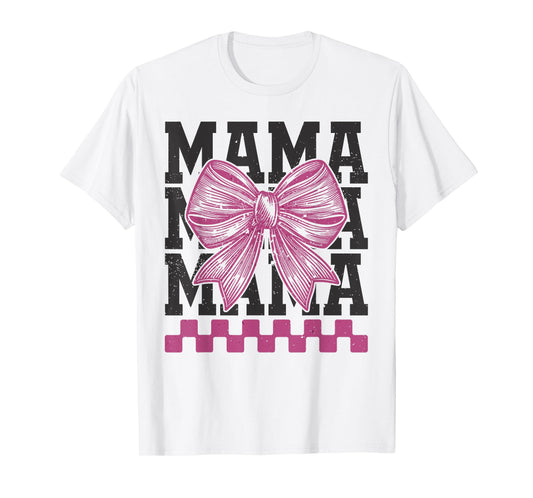 Checkered Mama Coquette Bow Mother's Day New Mom Mommy Women T-Shirt