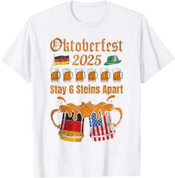Oktoberfest 2025 6 Stein Apart Beer October Funny Drinking T-Shirt