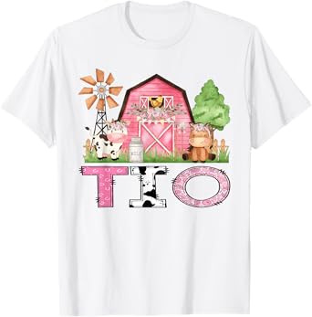 Tio Pink Farm Animal Birthday Kids Matching Family T-Shirt