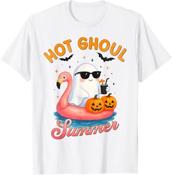 Funny Hot Ghoul Summer Spooky Boo Beach Halloween Summerween T-Shirt