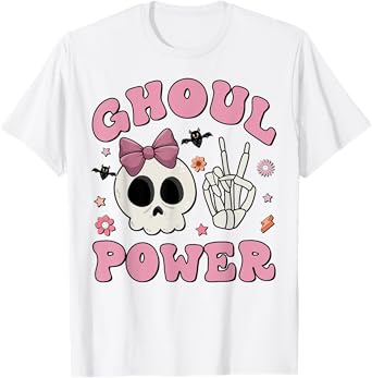 Retro Ghoul Power Halloween Girl Power Skull Toddler Kids T-Shirt