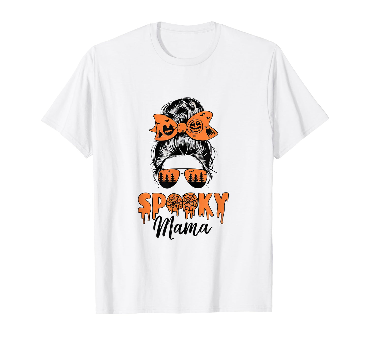 Spooky Mama Mommy Halloween Mom Life Messy Bun T-Shirt