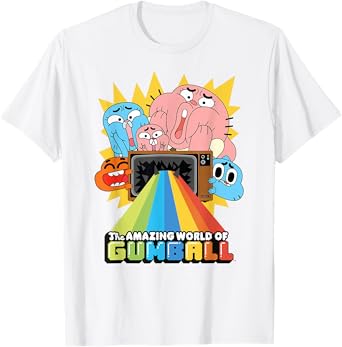 The Amazing World of Gumball Broken TV Rainbow Cartoon T-Shirt