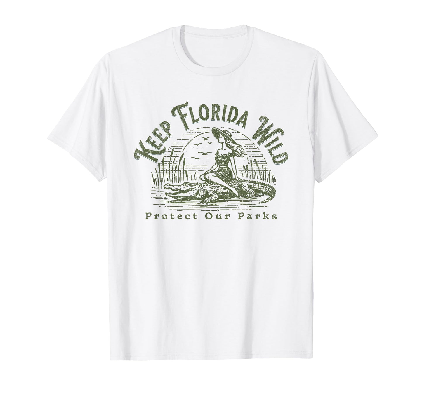 Womens Florida Wildlife Parks Keep Florida Wild Alligator T-Shirt
