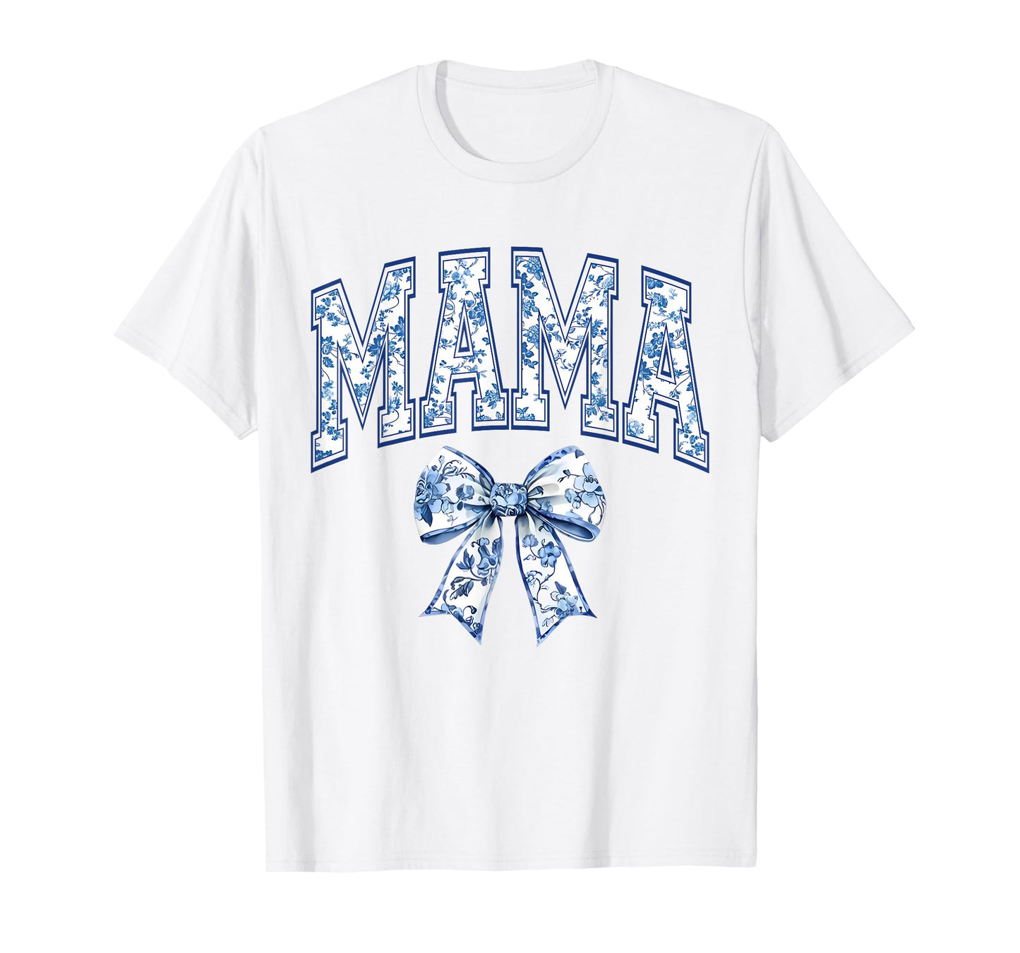 Groovy Mama Coquette Bow Blue Floral Mother's Day Mom Life T-Shirt