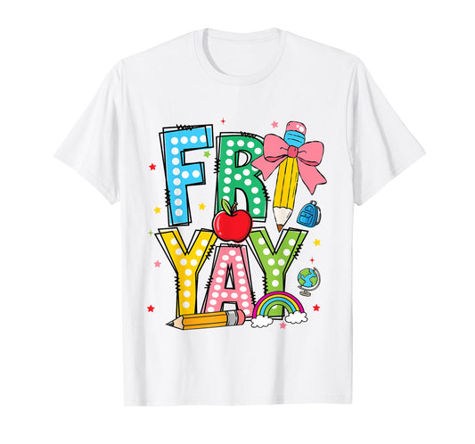 Happy Friyay Coquette Bow Friday Weekend Teacher Girls Kids T-Shirt