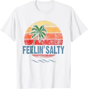 Feeling Salty Island Vacation Surfing Palm Retro Beach T-Shirt