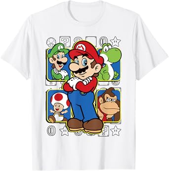 Super Mario Luigi Yoshi Toadstool Donkey Kong Box-Up T-Shirt T-Shirt