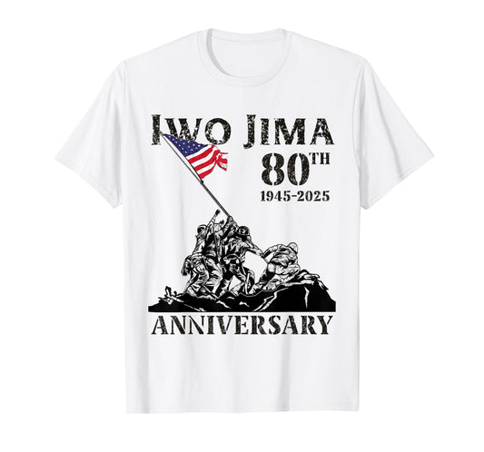 Iwo Jima 80th Anniversary WWII Veteran 4th of July US Flag T-Shirt