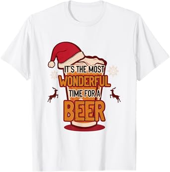 Wonderful Time for A Beer Christmas Sayings T-Shirt